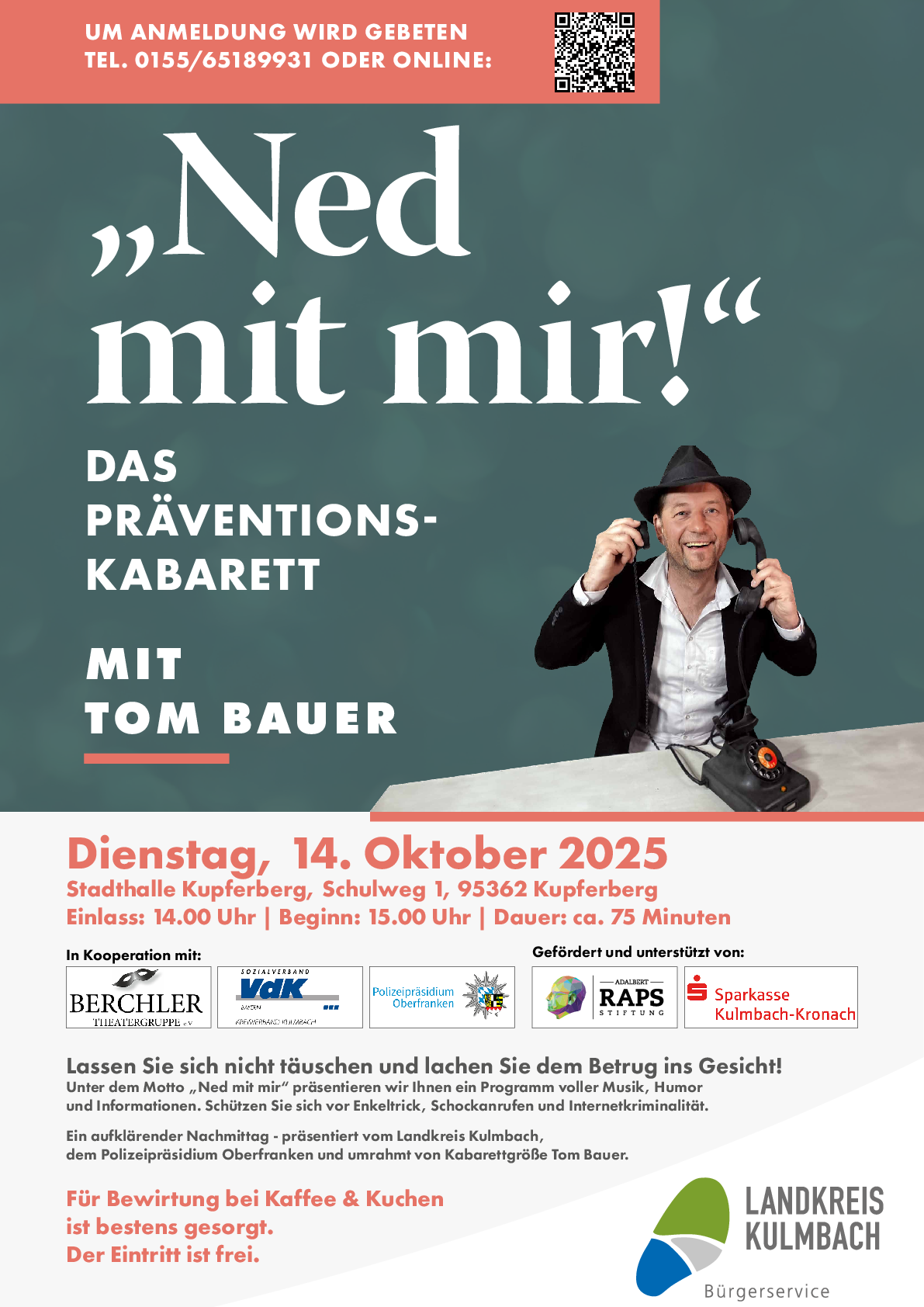 Plakat Präventionskabarett am 14.10.2025 in Kupferberg