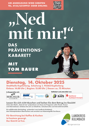 Plakat Präventionskabarett am 14.10.2025 in Kupferberg
