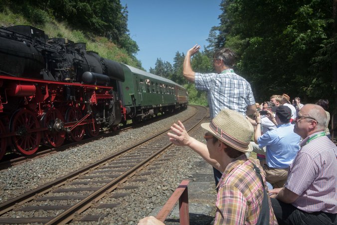 Historische Dampflok auf der "Schiefen Ebene"