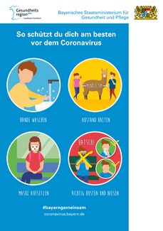 Plakat mit Corona-Verhaltensregeln